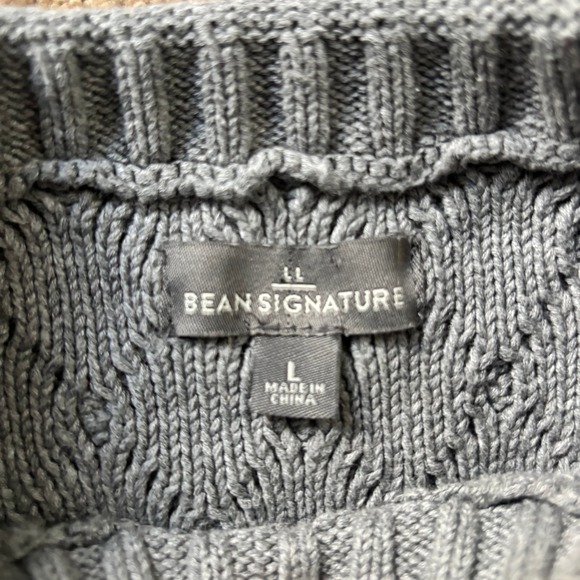 L.L. Bean Signature CableKnit Roll neck Linen Blend Fisherman Sweater Mens Large - Picture 2 of 7